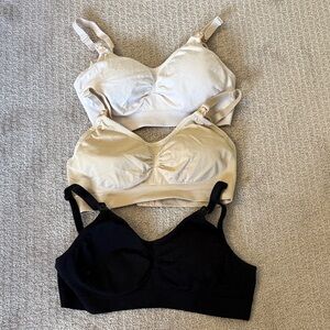 Pack of 3 Wireless Nursing Comfort Bras in Black, Beige, and Light Nude